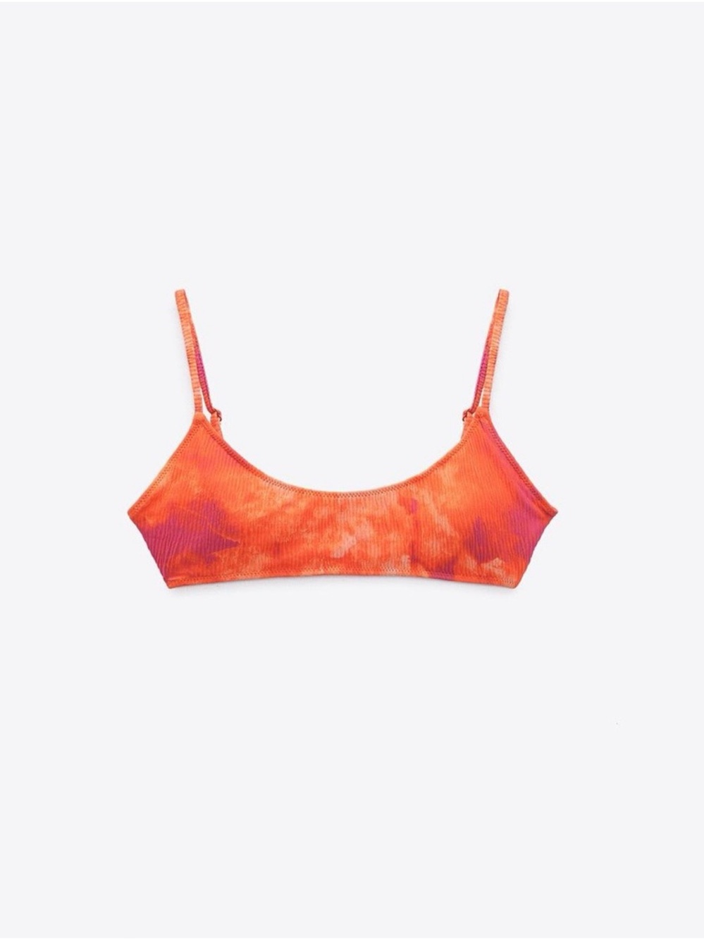 Zara Orange-Pink Tie-Dye Ribbed Bikini Top